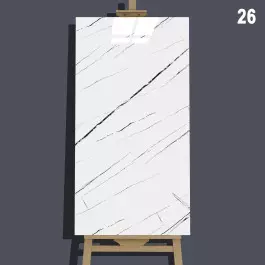 Самозалепващо декоративно пано за стена - 60 x 30 см, бял мрамор с тънки жилки