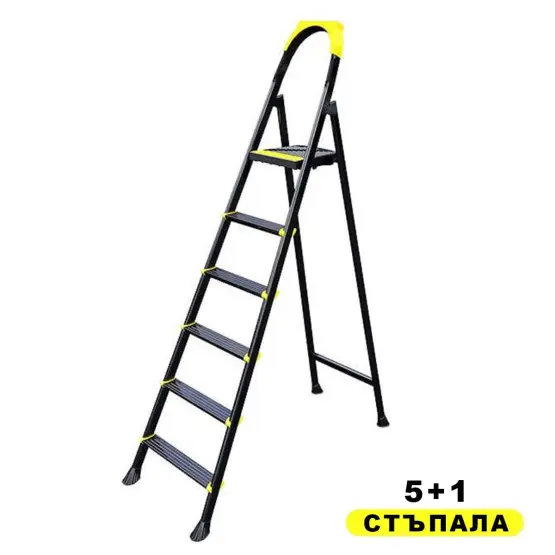 5+1 стъпала олекотена сгъваема метална стълба с нехлъзягащи стъпала и крака