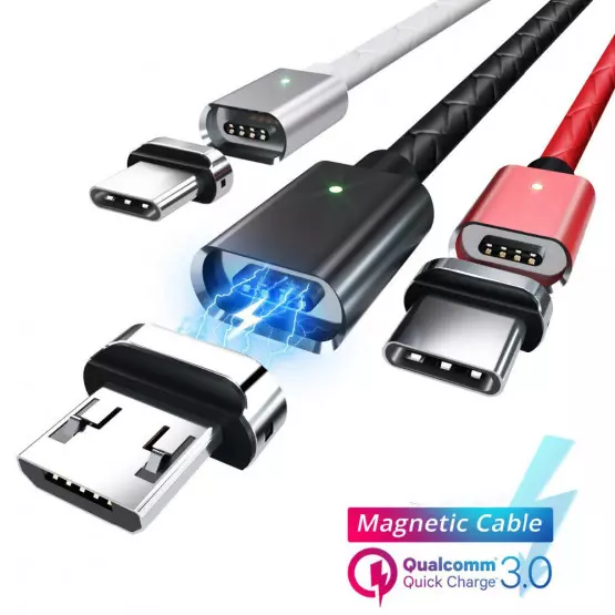 USB Кабел за зареждане 2в1 с магнит- Micro USB/ IOS