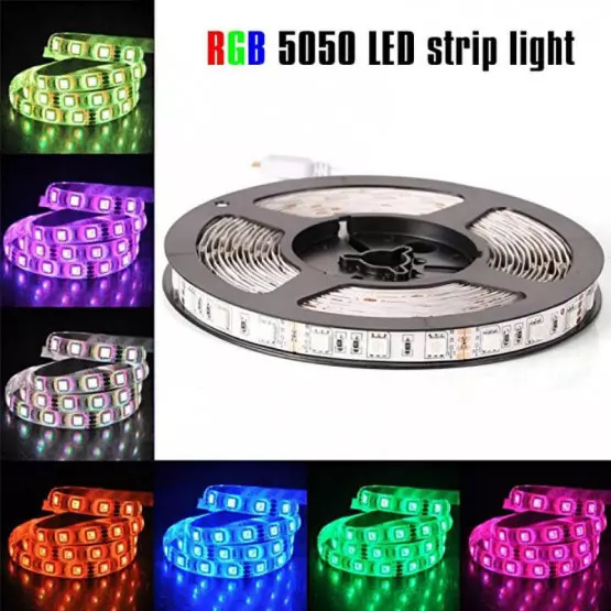 Комплект RGB LED лента 5 метра, диод 5050, с дистанционно и захранване