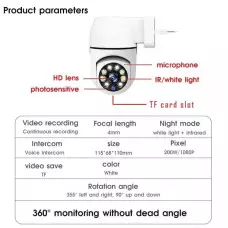 Безжична Панорамна 360° PTZ Куполна IP WiFi камера, включване директно в контакт 220V, 1080p, 2 mpx Безжична Панорамна 360° PTZ Куполна IP WiFi камера, включване директно в контакт 220V, 1080p, 2 mpx