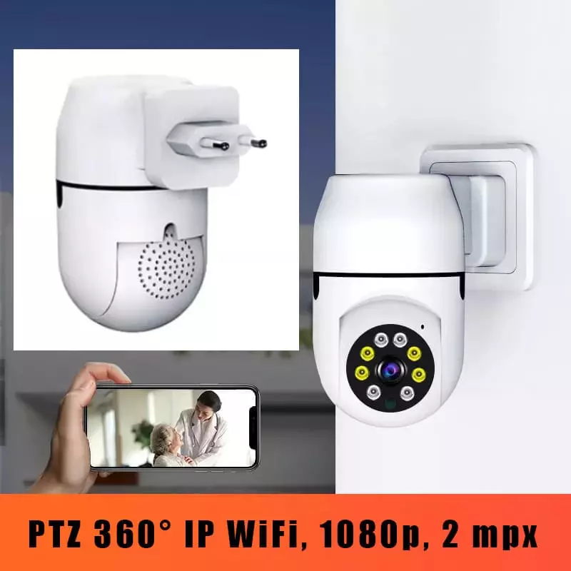 Безжична Панорамна 360° PTZ Куполна IP WiFi камера, включване директно в контакт 220V, 1080p, 2 mpx