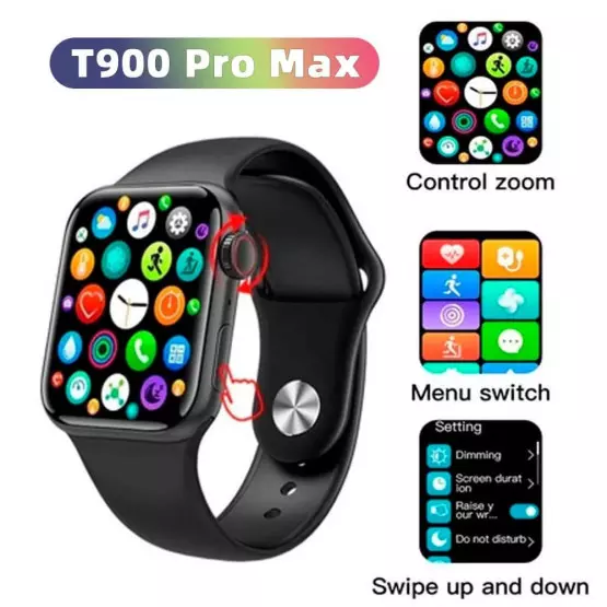 Интелигентен Смарт часовник T900 Pro Max с голям IPS 1,69" HD тъч скрийн дисплей с 15 теми по Ваш избор