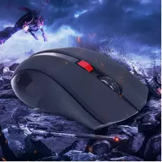 Геймърска Безжична USB оптична 6D мишка с до 2400 DPI, цвят - Червено/Черно Геймърска Безжична USB оптична 6D мишка с до 2400 DPI, цвят - Червено/Черно