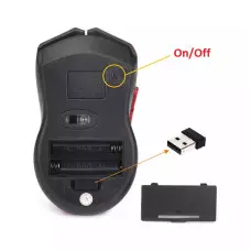 Геймърска Безжична USB оптична 6D мишка с до 2400 DPI, цвят - Червено/Черно Геймърска Безжична USB оптична 6D мишка с до 2400 DPI, цвят - Червено/Черно