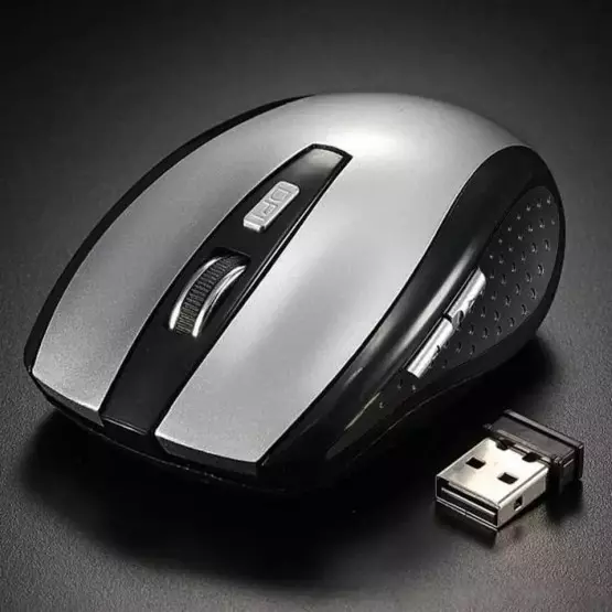 Компактна Безжична USB оптична 6D мишка с регулируем DPI - СребристоСиво + Черно