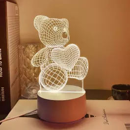 Декоративна 3D LED нощна лампа Мече