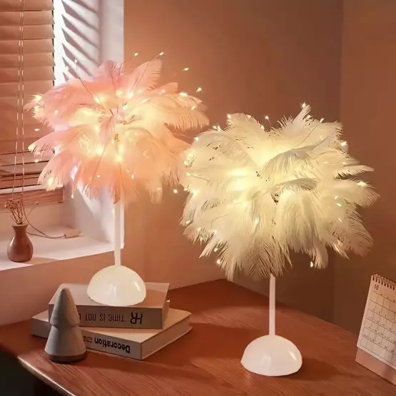 LED настолна лампа плюшени пера