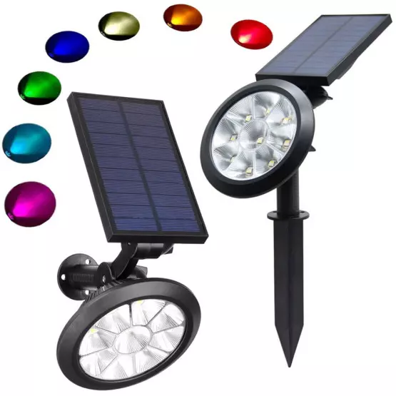 Градинска соларна LED лампа с регулируем ъгъл, 7 цвята