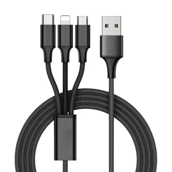 3 в 1 USB кабел за зареждане - 1.2 м.