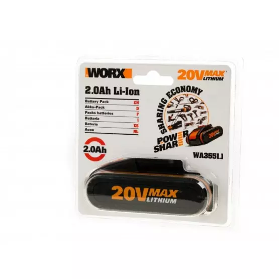 Aкумулаторна плъзгаща батерия Worx WA3551.1 Li-ion 20V 2.0Ah