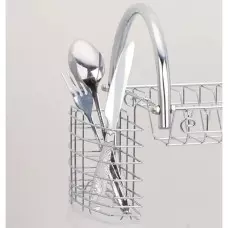 Кухненски сушилник за съдове на две нива с отделения за прибори и чаши, висококачествен хром Кухненски сушилник за съдове на две нива с отделения за прибори и чаши, висококачествен хром