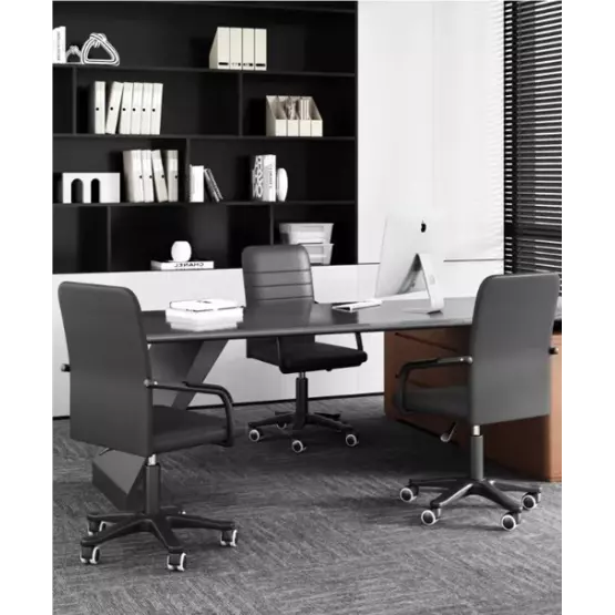 Офис стол с регулиране на височината, въртящ се, еко кожа
