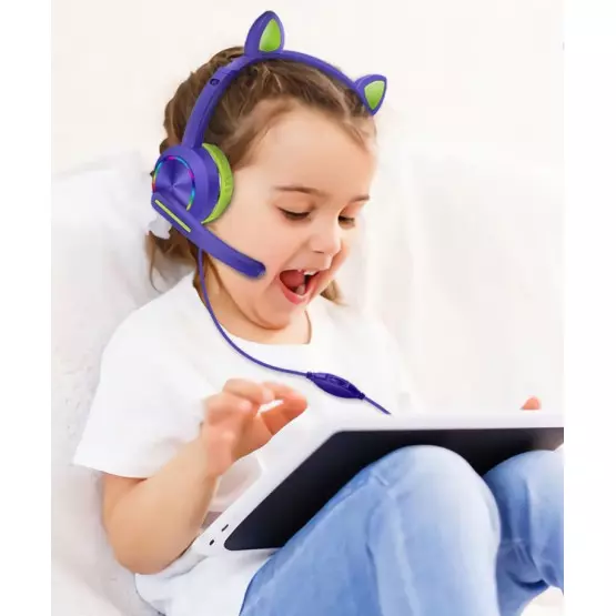 Детски слушалки с котешки ушички с кабел