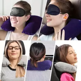 Комплект за пътуване - надуваема възглавница, превръзка за очи и тапи за уши