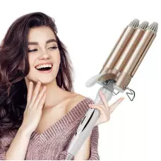 Тройна ретро преса за къдрене на косата в златист цвят Тройна ретро преса за къдрене на косата в златист цвят